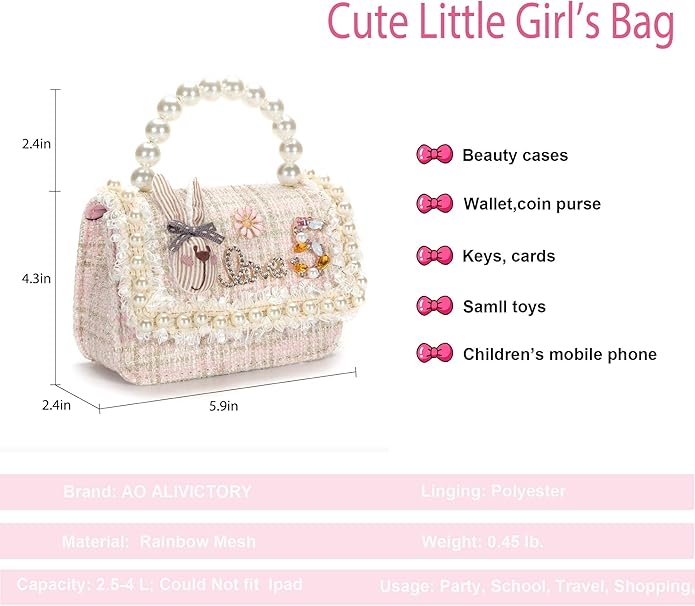 AO ALI VICTORY Toddler Gifts Kids Purse for Little Girls Mini Girl's Handbag Shoulder Crossbody Bag
