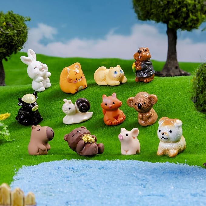 44 Pcs Mini Resin Animals 44 Styles Resin Animals Figurines Bulk for Fairy Garden Accessories, Dollhouse Decorations Slime Charms for Crafts DIY Miniature Scenes Birthday Party Favors