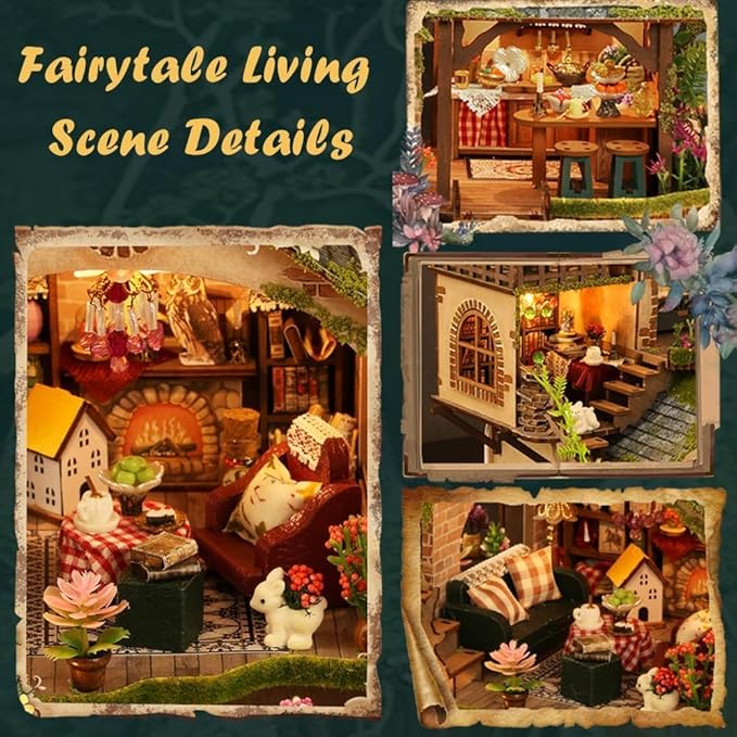 Forest Miniature Dollhouse Kit, DIY Mini House Making Kit with Furnitures, Tiny House Kit to Build for Adults, Hobby Craft Gift for Christmas Day, Forest Adventure