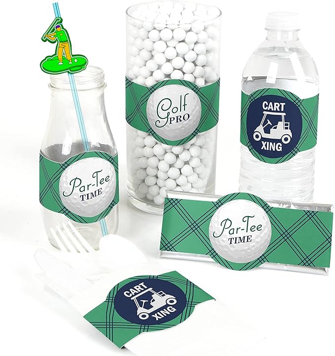 MEAXUR 24pcs Golf Themed Straight Reusable Straws for Golf Party Favor Gift Bags,Daily Drinking Straws,Birthday Party,Class Reunions,Sports Golf Party Supplies,With 2 Cleaning Brushes.(6color)