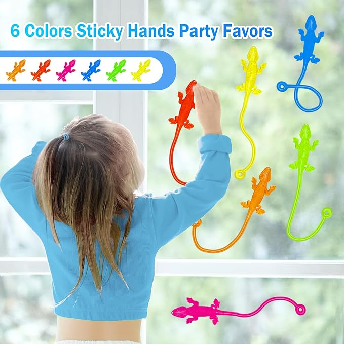 Sticky Hands Bulk 36PCS Kids Party Favors Lizard Shape Stretchy Sticky Hand Fidget Toys Kids Goodie Bag Stuffers Treasure Box Toys for Classroom Prizes Birthday Party Supplies Easter Egg Fillers