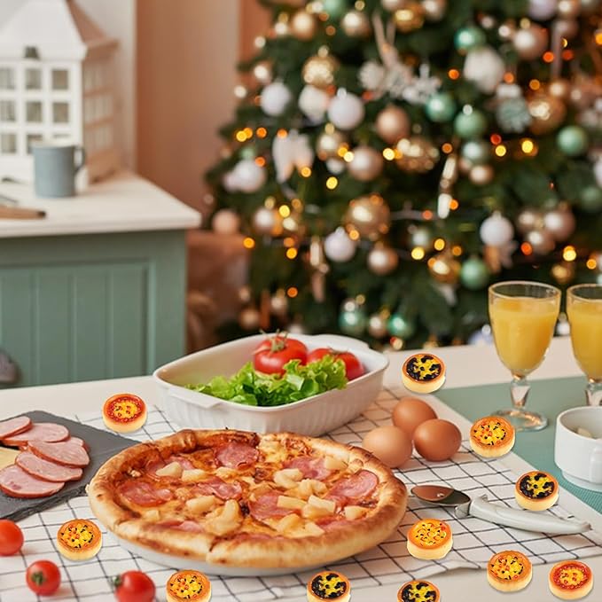 100 Pieces Tiny Pizza for Dollhouse Miniatures Resin Food for Crafts Mini Pizza for Dollhouse Mini Kitchen Micro Landscaping Decoration