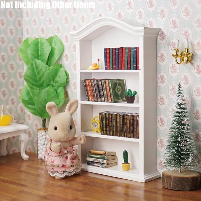 Odoria 1/12 Miniature Shelf Mini Bookshelf Bookcase Miniatures Dollhouse Furniture Accessories Doll House Accessory, White