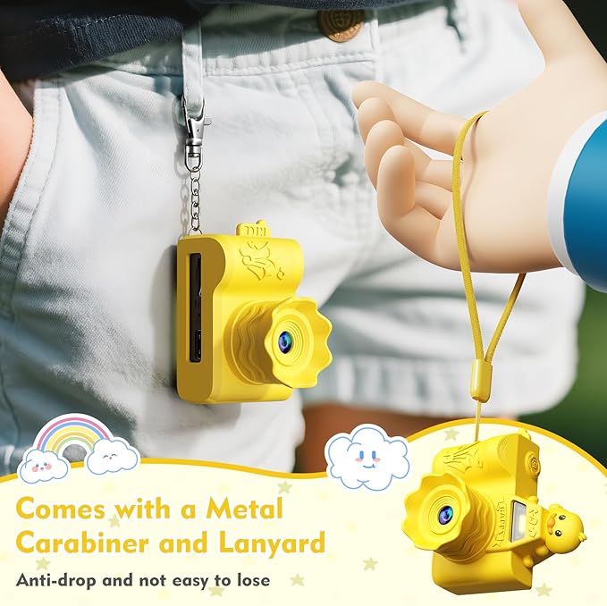 Mini Keychain Camera,Maxmango 1080P HD Video-1.3'' & 64G Screen Tiny Retro Vintage Digital Camera with Cartoon Protective Case,Christmas Birthday Toy Gifts for 3 4 5 6 7 8 9 10 Year Old Girl Boy Kids