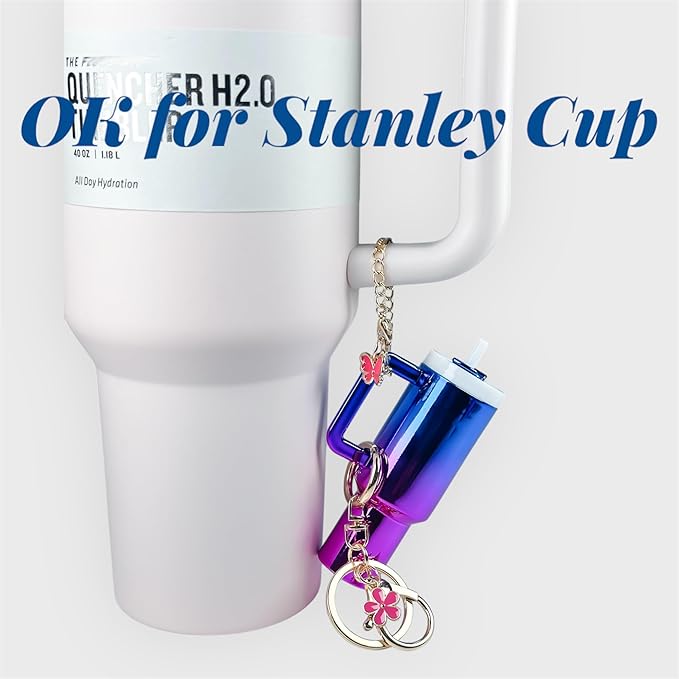 ERTUNA Mini Tumbler Keychain Accessories for Stanley Cup, 2 Way Cute Charms Chapstick Lip Balm Holder for Women Purse Handbag