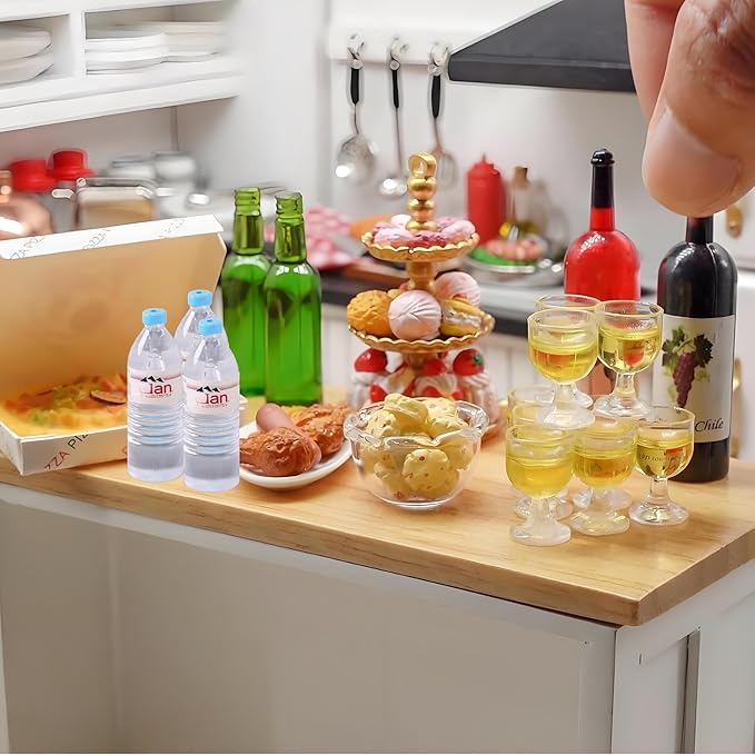 10 Pcs Mini Resin Mineral Water Bottles – 1:12/1:6 Scale Drinking Bottles for Dollhouse, Micro Aquarium, Fairy Gardens, Restaurant, Kitchen Décor, Craft Supplies & Model Scenes