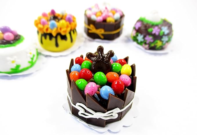 Miniature 5 Easter Cake 1:12 Dollhouse Tiny Food Cake Bakery Charms Supply 16920