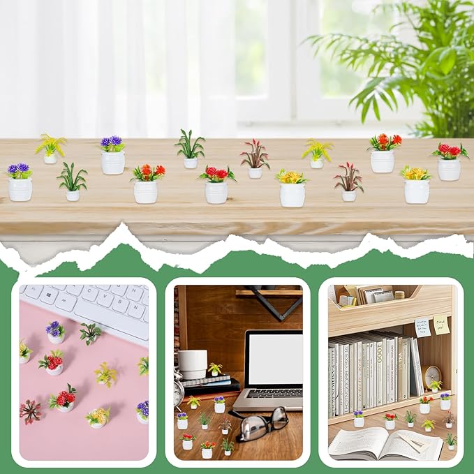 14 Pcs Miniature Dollhouse Plants Accessories for Doll House Tiny Fake Greenery Bonsai Ornament Crafts, Mini Artificial Plants, Dollhouse Plant for Doll House Decoration and DIY