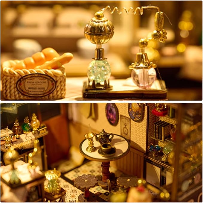 DIY Miniature House Kit, Dollhouse Kit with LED Light, Mini House Building Kits for for Adult to Building, Christmas Home Decorations Gifts for Family and Friends, Cakehouse