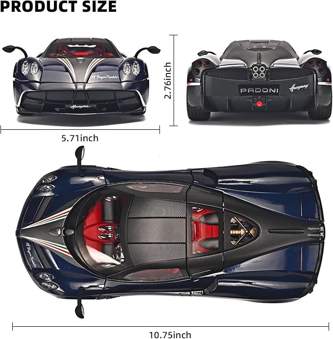 Car Toys for Boys 1 18 Scale Diecast Cars Compatible for Pagani Huayra Dinastia Model Car Kits Collection,Metal Pull Back Cars with Light and Sound,Toy Cars for Boys Age 4-7（Blue）