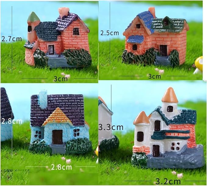 2 Pack Miniature Resin Fairy Castle Houses - DIY Mini Fairy Garden Ornaments for Dollhouse, Bonsai, and Micro Landscape | Fairy Tale House Figurines for Home, Yard, Desk,and Outdoor Garden Decorations