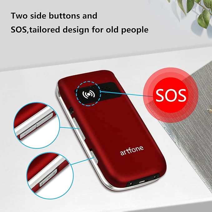 artfone G3 Pro Red - 4G LTE Flip Phone for Seniors丨Unlcoked Flip Phone with SOS Button丨Loud Speaker丨Camera丨Talking Clock丨Photo Speed Dial丨 Hands-free丨Dumb Phone丨Charging Dock丨Extended Battery Life