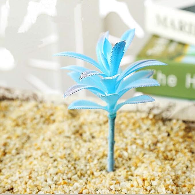 Cayway 21 PCS Artificial Succulent Plants, Blue Fake Succulent, Unpotted Faux Succulent Assortment in Flocked Blue in Different Type for Birthday Home Decor Indoor Wall Garden DIY