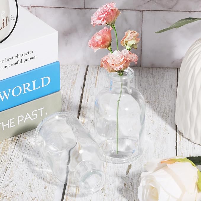 30PCS Glass Bud Vases Bulk, 4.22 oz Clear Small Mini Flower Vases for Centerpieces Decorative Glass Bottles Vintage Rustic Decoration for Wedding Dining Table Home Decor