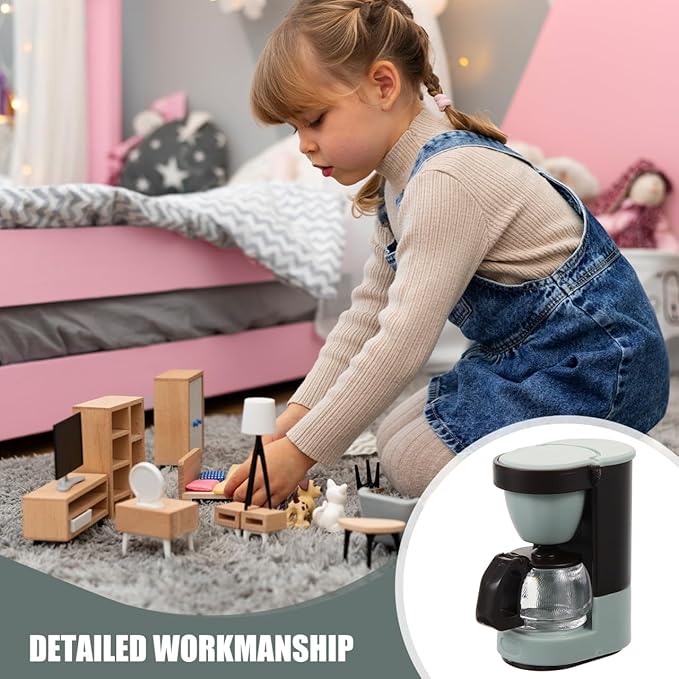 OSALADI 1/12 Scale Miniature Coffee Maker Dollhouse Accessory Mini Kitchen Appliance for Dolls Tiny Coffee Maker Decor for Dollhouse Scenes