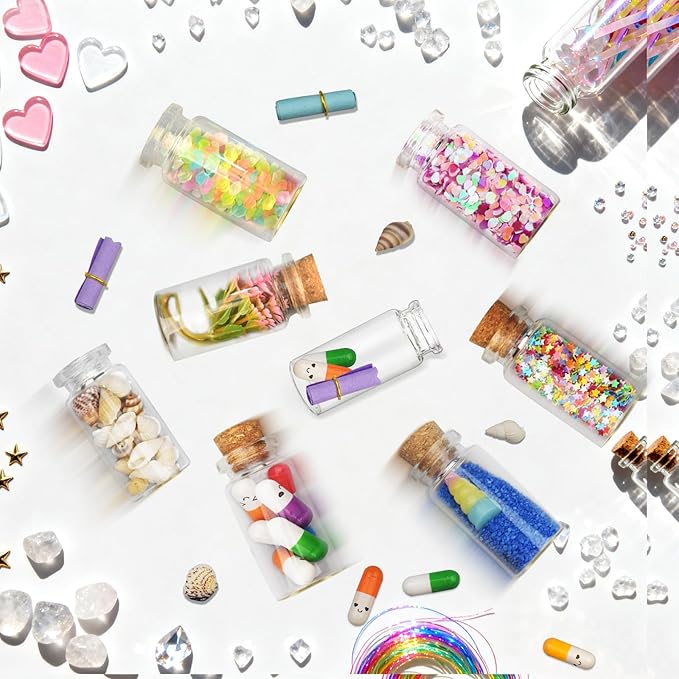100Pcs 10ml Mini Glass Bottles with Cork Stoppers - Small Clear Vials for DIY Crafts, Wedding Favors, Halloween Decor, Wishing Spell Jars, Includes Funnel-(22 * 50 mm)