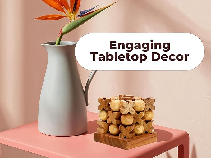 BSIRI 3D Wooden Tic Tac Toe Rustic Coffee Table Decor Unique Gifts for Special Occasions Fun for All Ages in Strategic Game Night Family Games