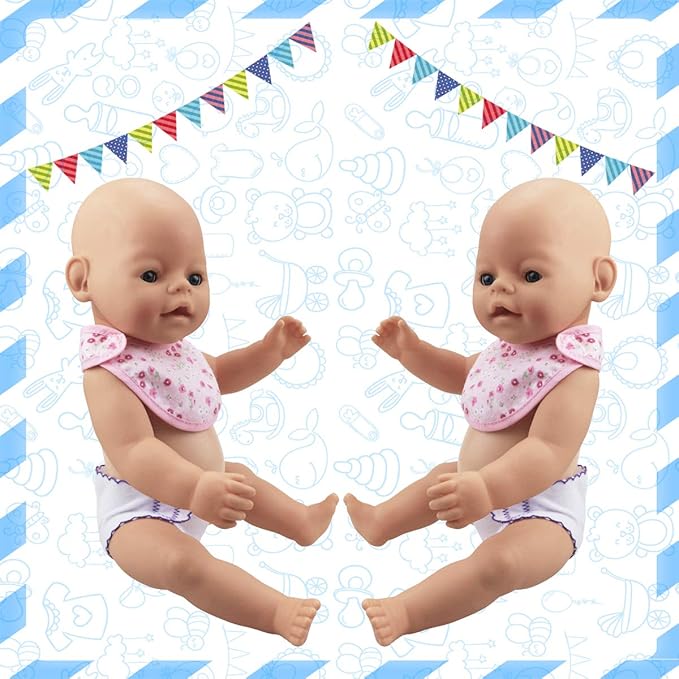 DC-BEAUTIFUL 4 Pcs Diapers, Underwear and 2 Pcs Bibs for 14-18 Inch Baby Dolls, Suitable for Infant Baby Girls Boys