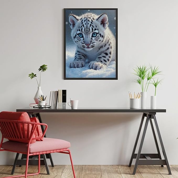 Jigsaw Puzzles for Adults 500 Piece - Cute Snow Leopard Wooden Puzzle,Stress Relief Games,Funny Puzzles，Unique Gifts for Wall Art，Family Puzzle，Educational Games，Challenge Puzzles