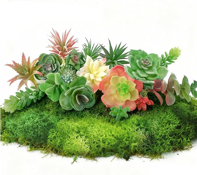 OrgMemory Artificial Succulent Plants, Small Plastic Succulents, Faux Succulents, Suculentas for DIY Garden Decor Succulent Dollhouse Craft Model Miniature Dioramas Miniature Garden Buildings