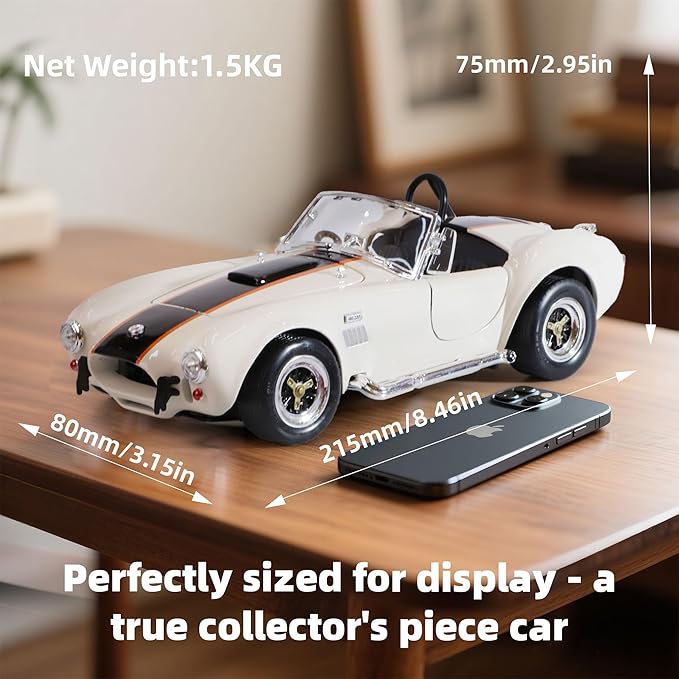 1964 Shelby Cobra 427S/C 1:18 Scale Diecast Model Premium Alloy Sports Collection Cars with Display Case, for Kids Men and Teens Dad 14+ Year Collector's