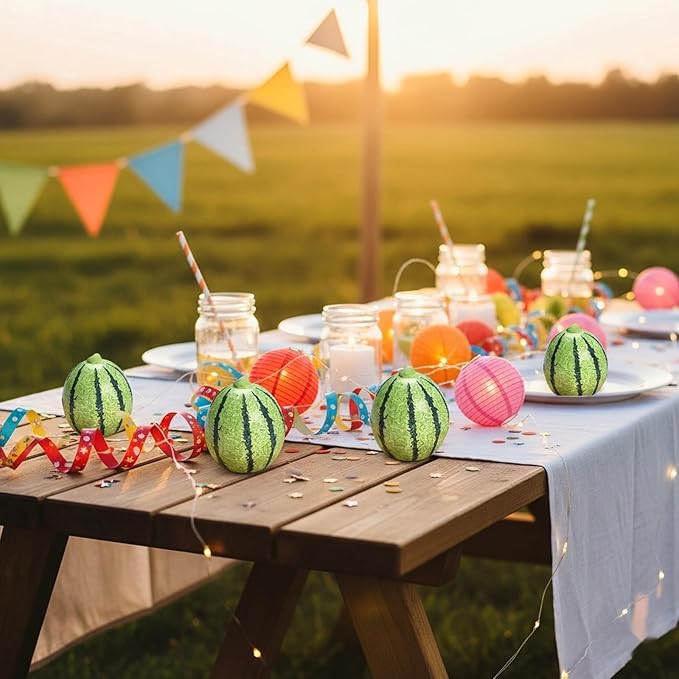LOGOFUN 8pcs Mini Artificial Watermelon Models Fake Miniature Watermelons Model Realistic Fruits Photo Prop for Shop Window Display