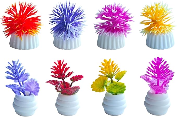 8 Pcs Miniature Potted Plants Set – 1:12 Scale Dollhouse Greenery Ornaments, Realistic Tiny Bonsai & Flower Pots for Fairy Garden, Terrarium, Desk Display, DIY Craft & Micro Landscape Decoration（ A ）