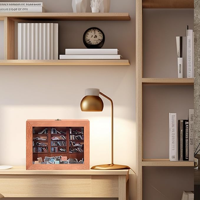 Anxiety Relief Swing Bookshelf – Includes Mini Books, Mindfulness Stress-Free Wooden Anxiety Bookshelf, Suitable for Home and Office Decor, Mini Library & Unique Gift.