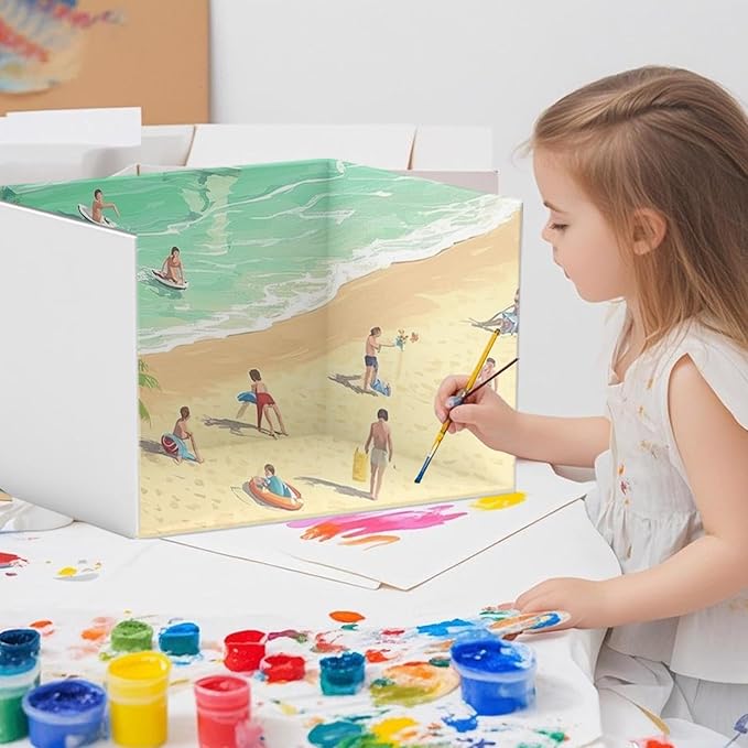 3 Pcs DIY Cardboard Diorama Display Kit – 11.8" x 8.7" x 8.3" Project Box with Double-Sided Tape, Ideal for Crafting Toys, School Projects & Model Scenes