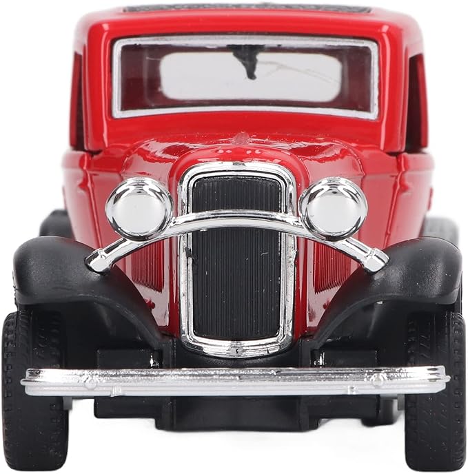 Classic Vintage Alloy Car Model Opened Doors Retro Antique Pullback Toy 1:32 for Playtime Education (Red)
