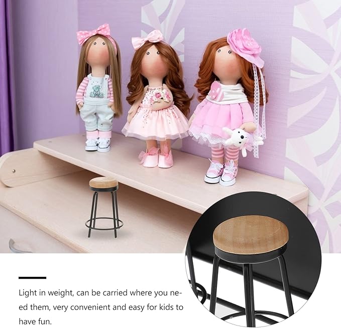 Wooden Mini House Bar Furniture: Miniature Bar Counter Chair Miniature Pub Wine Bottle Photography Layout Props Desktop Decor for Mini House DIY Pubs 8pcs