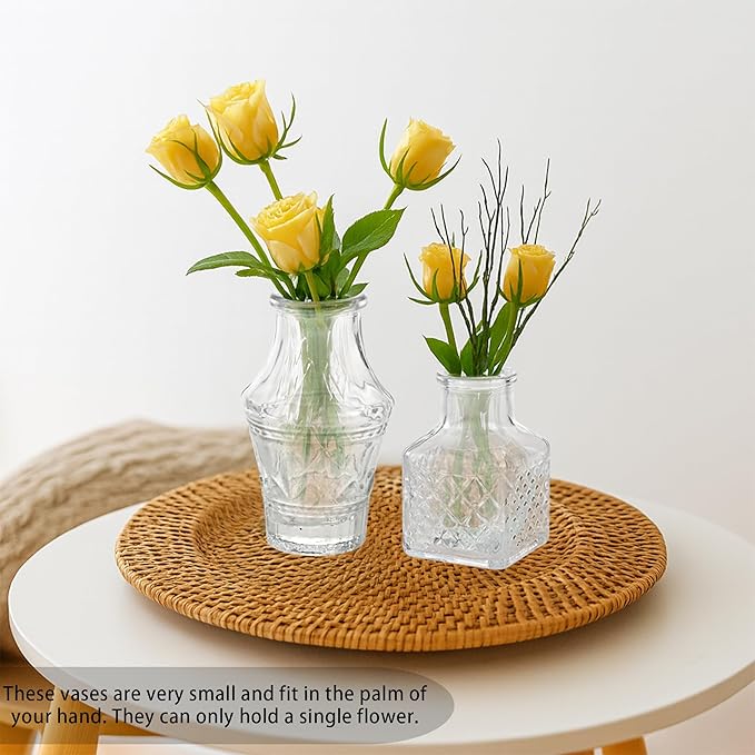 40pcs Bud Vases in Bulk - Clear Glass Bud Vase, Tiny Vases for Flowers, Small Vases for Centerpieces, Mini Vintage Flower Vase for Wedding Table Home Decoration