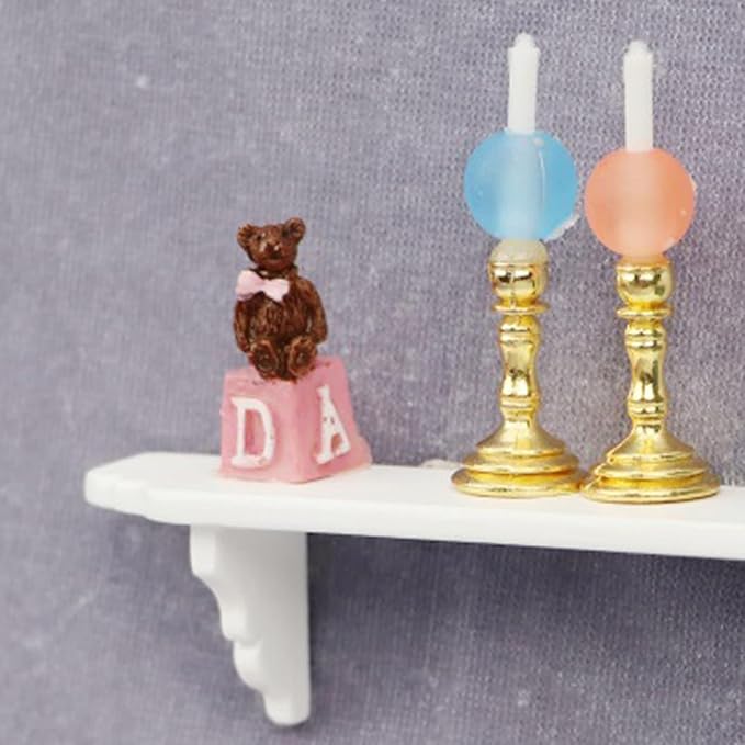 2Pcs White 1:12 Scale Miniature Dollhouse Wall Shelf, Modern Storage Wall Shelf for Kitchen Scene, Dollhouse Decor Accessories