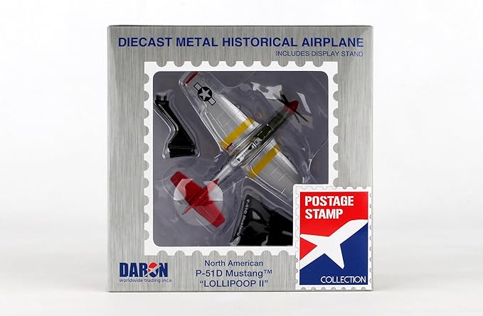 Daron P-51D Mustang Die-Cast Model – 1:100 Scale WWII Long-Range Fighter Replica, Tuskegee Airmen Edition, Highly Detailed, 4” Length x 4.5” Wingspan, Adult Collectible Ages 14+