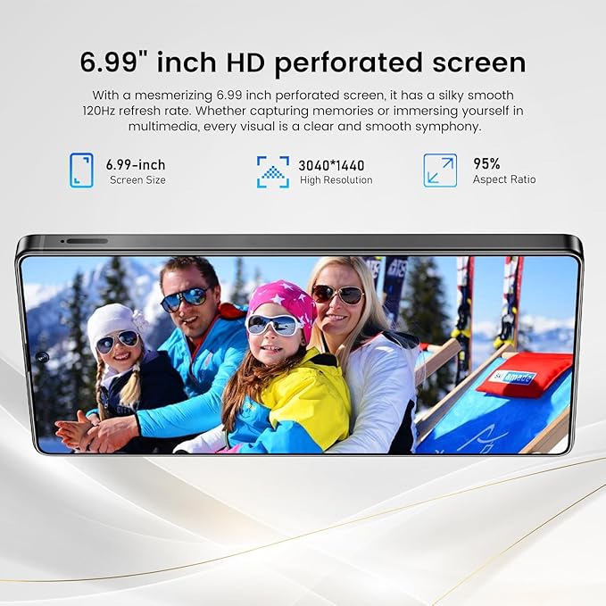 Bnjbmj I25 Ultra Flagship Killer Smartphone - Snapdragon 8 Gen 3, 16GB+512GB, Massive 6.99" FHD+ Display, 108MP+68MP Pro Cam, 7000mAh 2-Day Battery, Android 14, Includes Stylus Pen (Cyan)