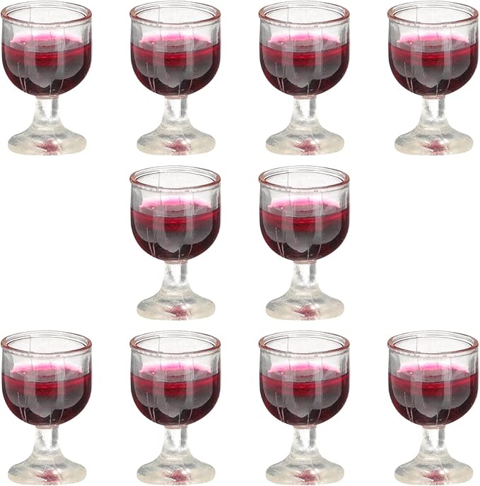 LUOZZY 10Pcs Dollhouse Wine Glasses 1:12 Miniature Red Wine Goblet Cups Model for Dollhouse Ornament Mini Kitchen Decor Accessories