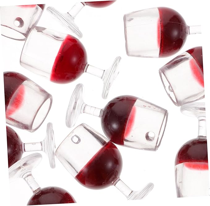 LALADEFIEE 12pcs Miniature Wine Goblets Dollhouse Accessories Red Wine Glasses Tiny House Decor Craft DIY