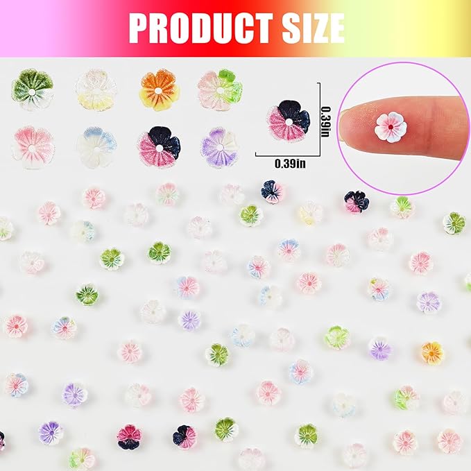 200 Pieces Tiny Cherry Blossom Decor for Dollhouse Mini Resin Decor for Crafts Tiny Things for Fairy Garden Micro Landscaping Decoration