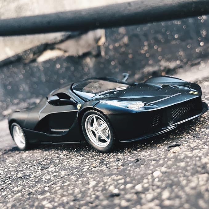 BDTCTK 1:32 Farrari Car Model Pull Back Car with Sound and Light for Kids Boy Girl, Metal Body Door Opened Black