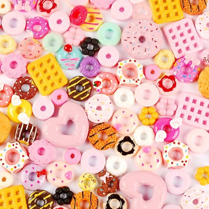 NWFashion 112PCS Miniature Decor Dessert Pastry Toy Food Cake Topper Scrapbooking Shoe Decoration Charms(Donuts)