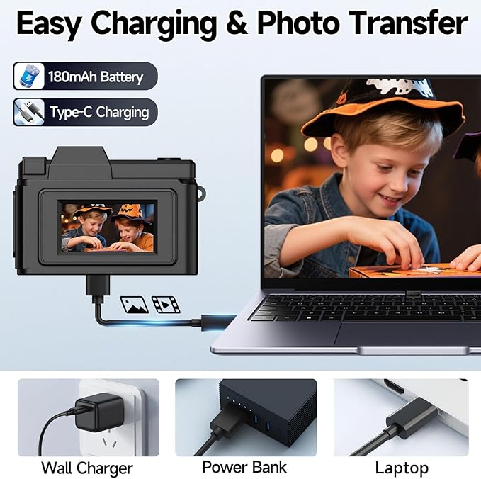 Mini Keychain Camera, Retro Snap Mini Digital Camera, 1080P Tiny Pocket Video Camera Vintage Portable Small Camcorder for Travel Vlogging, Video Recorder with 32GB Card, Black