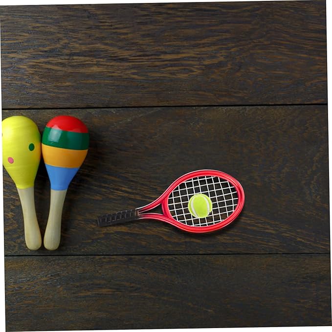 CIYODO 1set Miniature Tennis Racket and for Dollhouse Decor Realistic Mini Tennis Supply for Boys and Girls Creative Play for Miniature Sports Enthusiasts