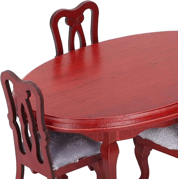 Dollhouse Dining Table Set, 1:12 Scale Dollhouse Mini Furniture Exquisite Premium Wooden Table and Chairs Toysandgames Simulation Furniture