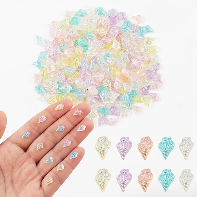 200 Pieces Tiny Conch Decor for Crafts Dollhouse Miniatures Resin Micro Conch Ocean Decorations for Dollhouse Fairy Garden Micro Landscaping Decoration