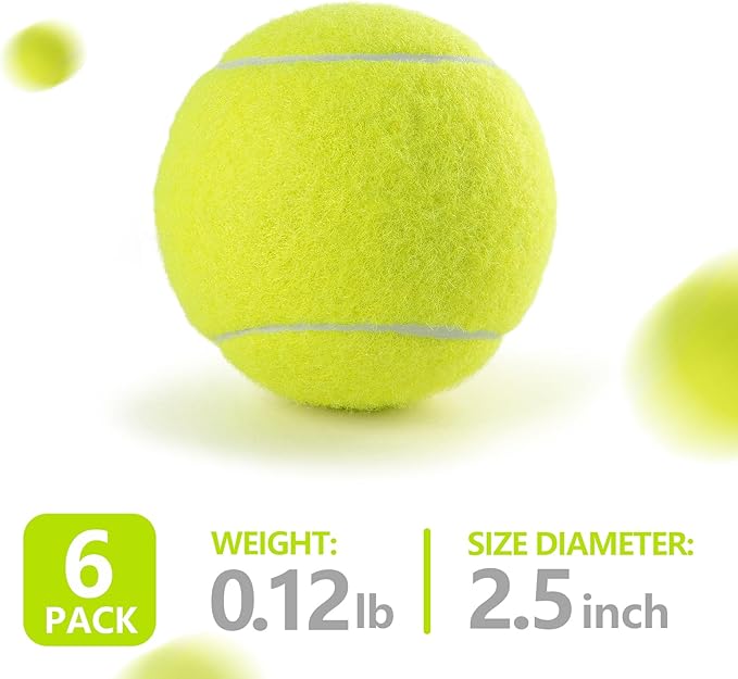 PHOEPET 6-Pack Tennis Balls for Beginner Training Practice- Bulk Dog Balls for Fetch Chew Toys(Neon Yellow)