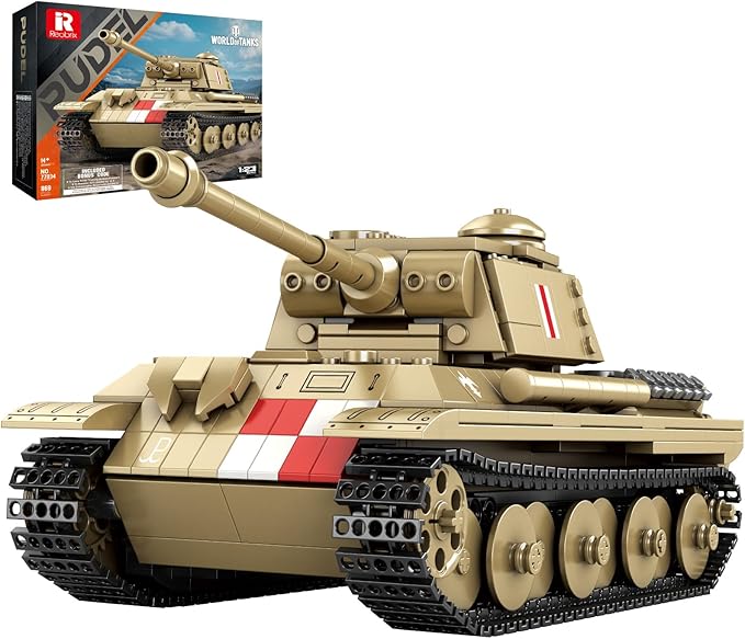 Reobrix Pudel Tank Building Block Set for Adult, WW2 Military German Tank Model Set 77034, World of Tanks Authorized Products MilitaryToys Building Set for Military Fans Boys Kids Age 14+ (969PCS)