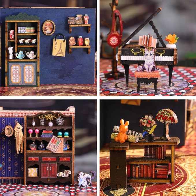 DIY Miniature Dollhouse Kit, Tiny House Kits with Furnitures, Mini House Making Kit to Build for Adults, Hobby Craft Gift for Christmas Day, Train Station