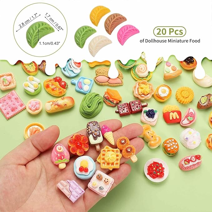 Dollhouse Miniature Food, Cute Mixed Colorful Dumplings Figures Toys Mini Resin Foods Trinkets for Pretend Play Kitchen Cooking Game & Doll House Decor (Mixing Colors, 20pcs)