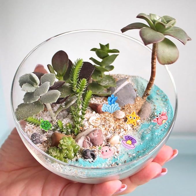 100 pcs Mini Ocean Resin Animals Plastic Animals Marine Miniature Aquarium Ornaments Decorations for DIY Fish Tank Potted Micro Fairy Garden Dollhouse (100PCS Marine Animal Set)