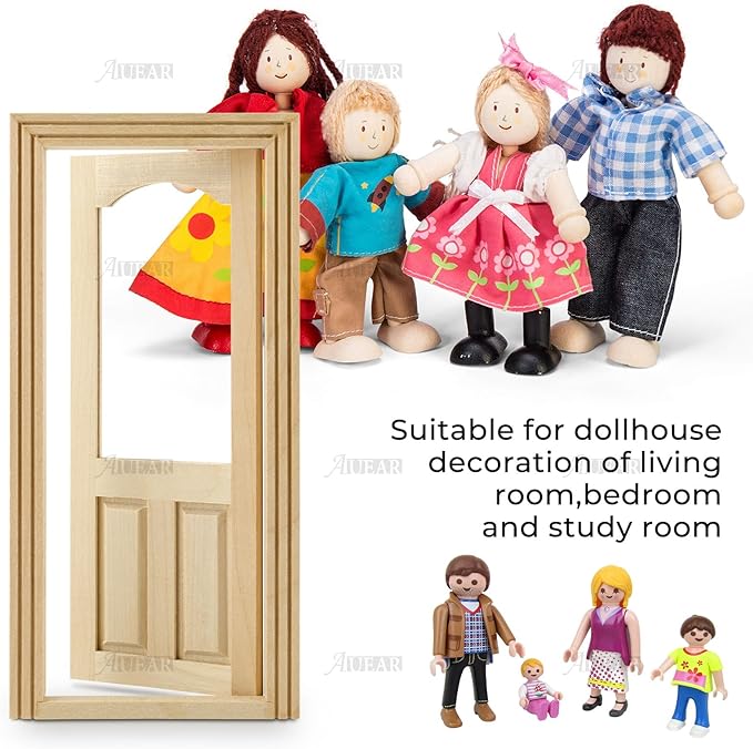 AUEAR, 1:12 Dollhouse Miniature Furniture Unpaint Wooden Doors for DIY Scene Doll Home Craft (2 Panel Style A)